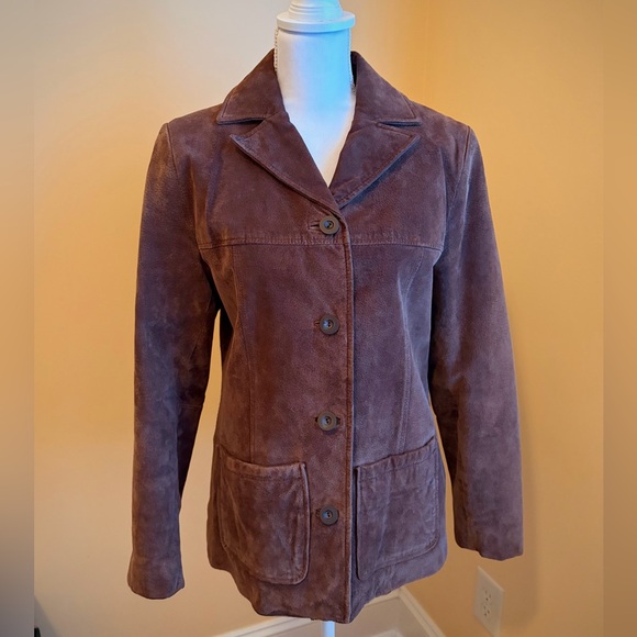 Vintage Cocoa Brown Suede Blazer Coat Chocolate Wilsons Leather Colebrook Small - Picture 10 of 16